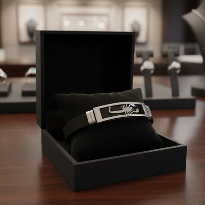 Scorpion Steel Leather Bracelet