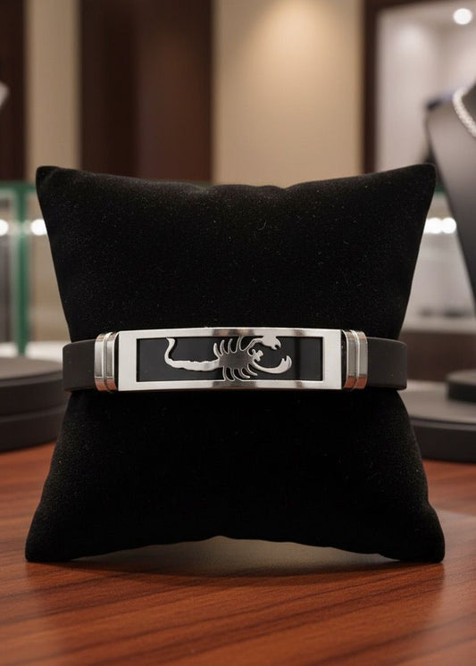 Scorpion Steel Leather Bracelet
