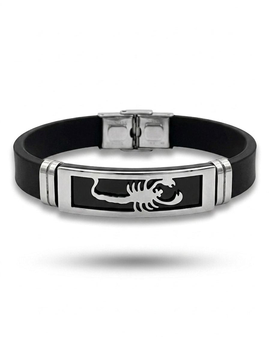 Scorpion Steel Leather Bracelet