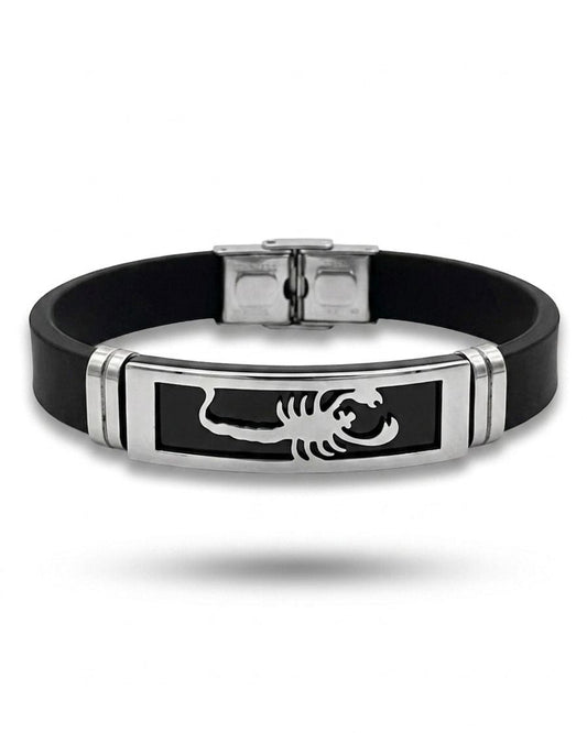 Scorpion Steel Leather Bracelet