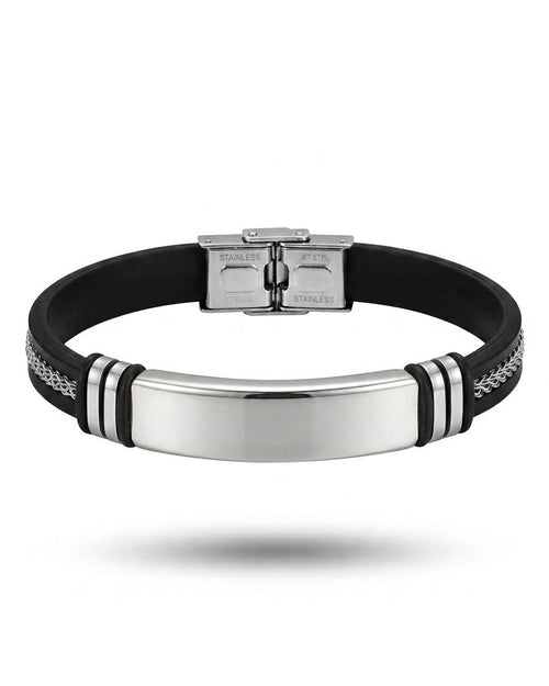 Black Silicone & Stainless Steel Bracelet