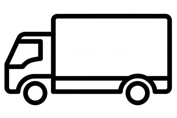 generate a minimalist and black icon of a truck for a moving page section